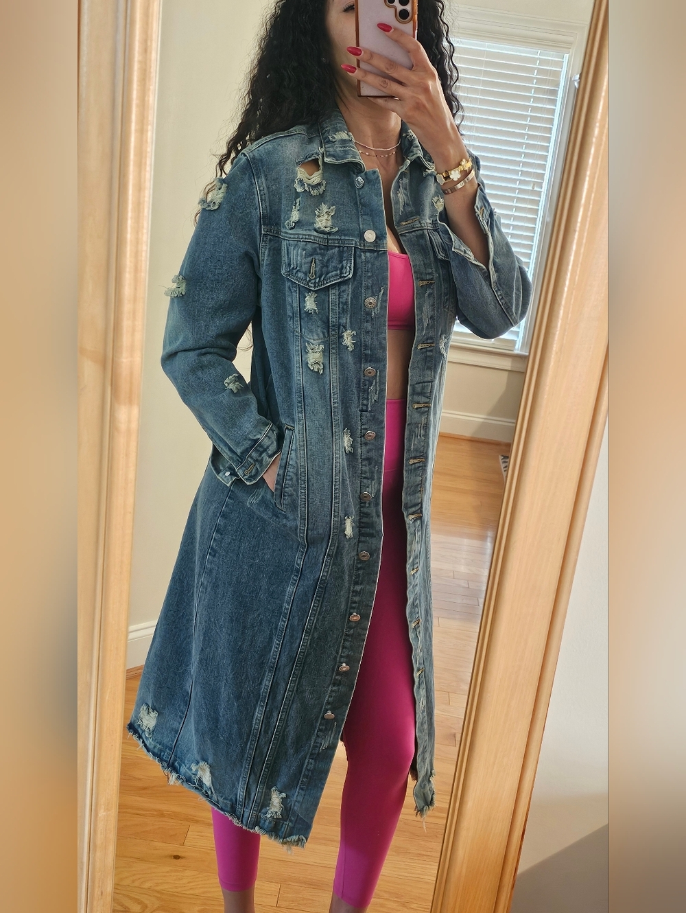 Distressed Denim Maxi Jacket Retail $150 SOLD OUT-akira - Picture 10 of 11